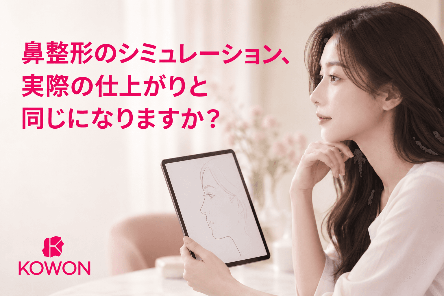 鼻整形のシミュレーションと実際の仕上がりの関係を問いかける表紙